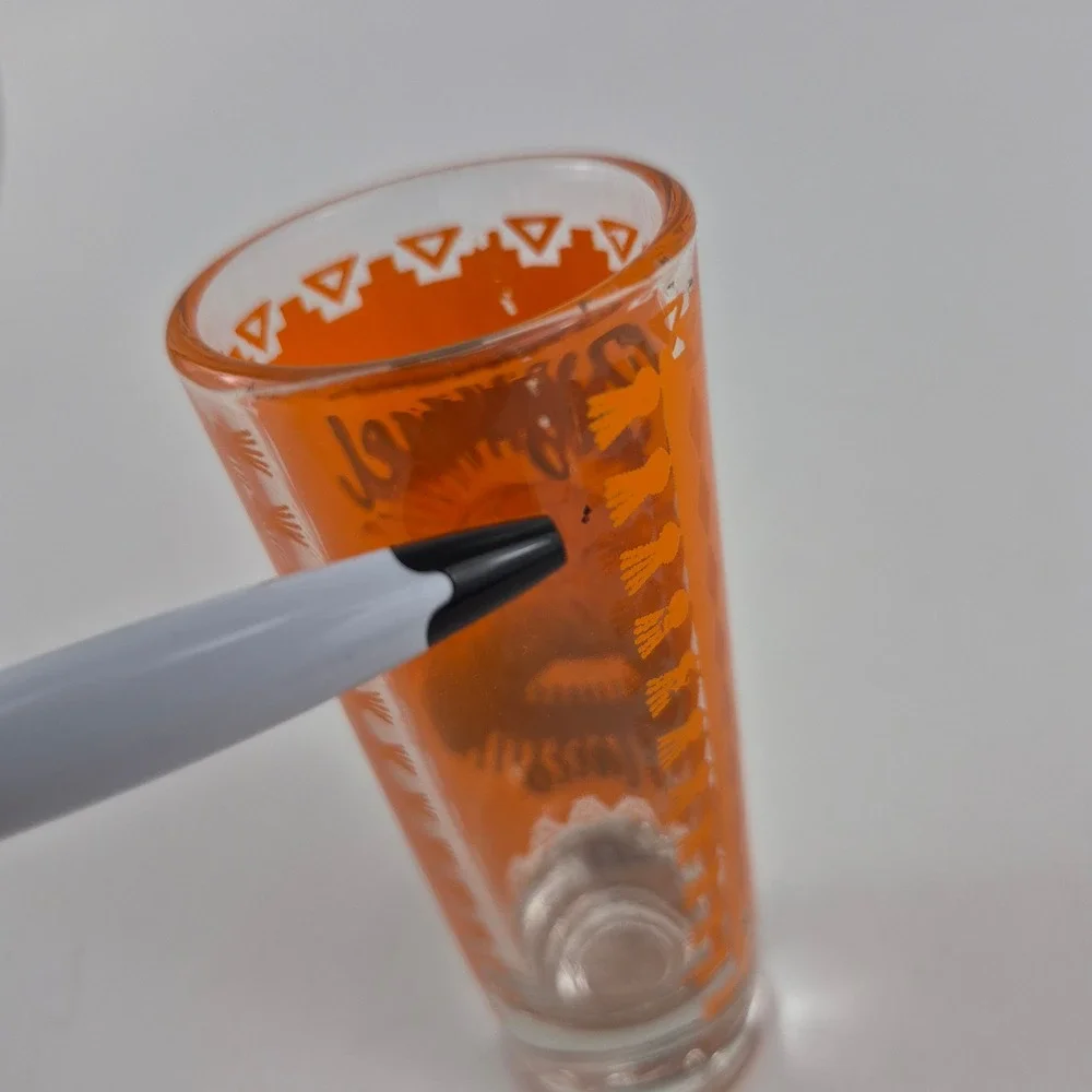 Vintage Cozumel Mexico Sea Turtle Shot Glass Orange Tall Shooter Souvenir